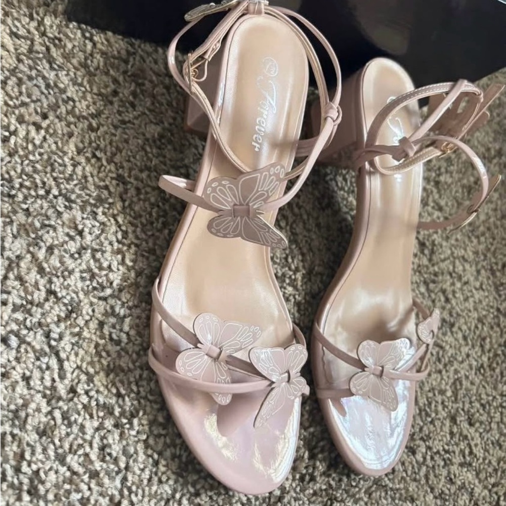 Forever Powder Rose Heels with Butterfly Accents